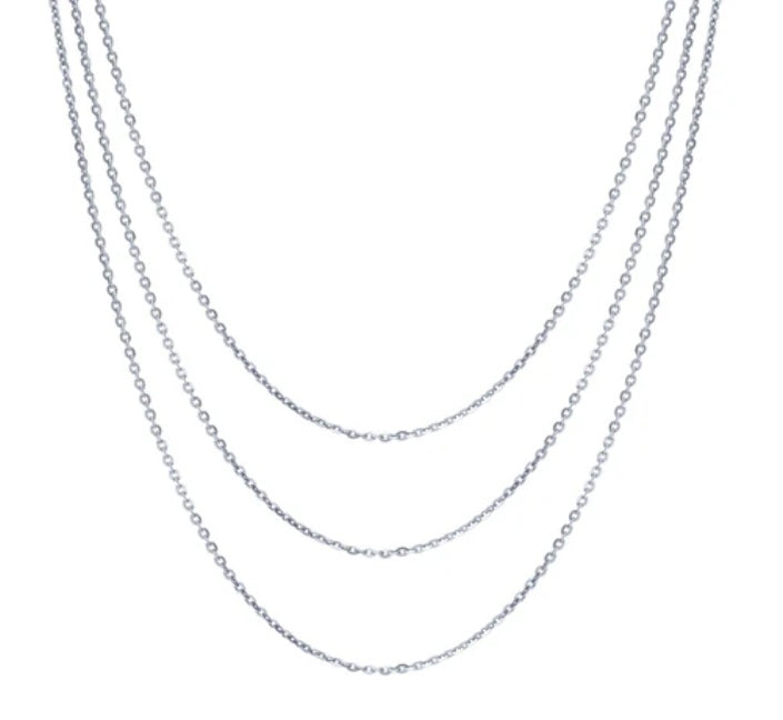 Italian Chain Necklace in Sterling Silver, 3 Piece