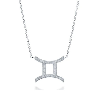 Zodiac Gemini CZ Pendant Necklace in Sterling Silver