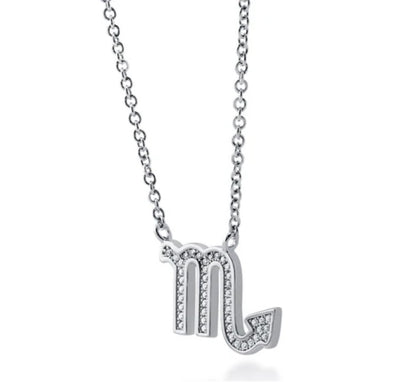Zodiac Scorpio CZ Pendant Necklace in Sterling Silver