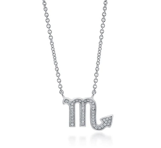 Zodiac Scorpio CZ Pendant Necklace in Sterling Silver