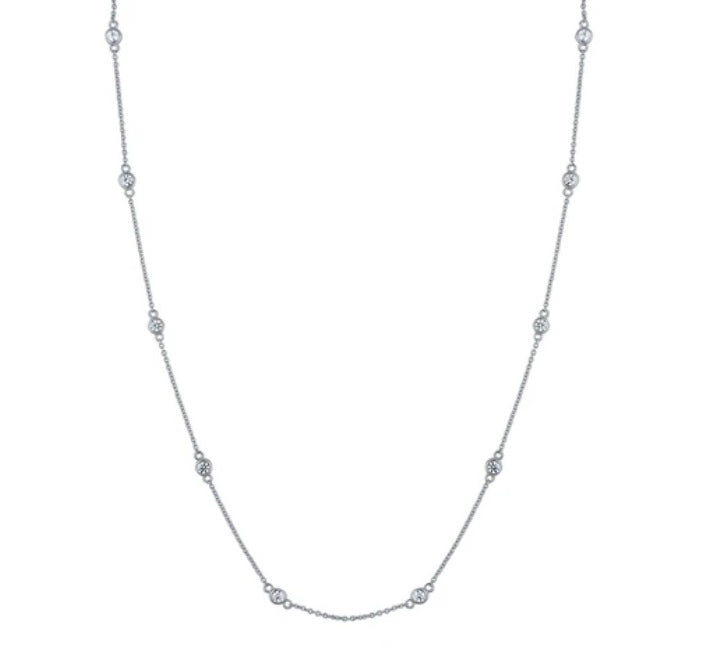 Paperclip CZ by the Yard Chain Necklace in Sterling Silver, 2 Piece