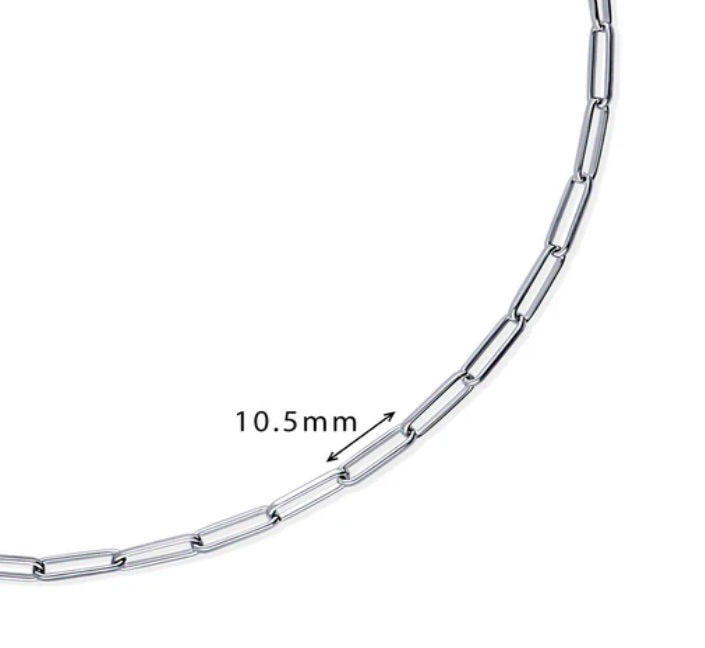 Paperclip CZ by the Yard Chain Necklace in Sterling Silver, 2 Piece