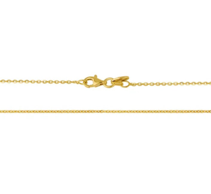 Italian Rolo Chain Necklace in Gold Flashed Sterling Silver 1mm