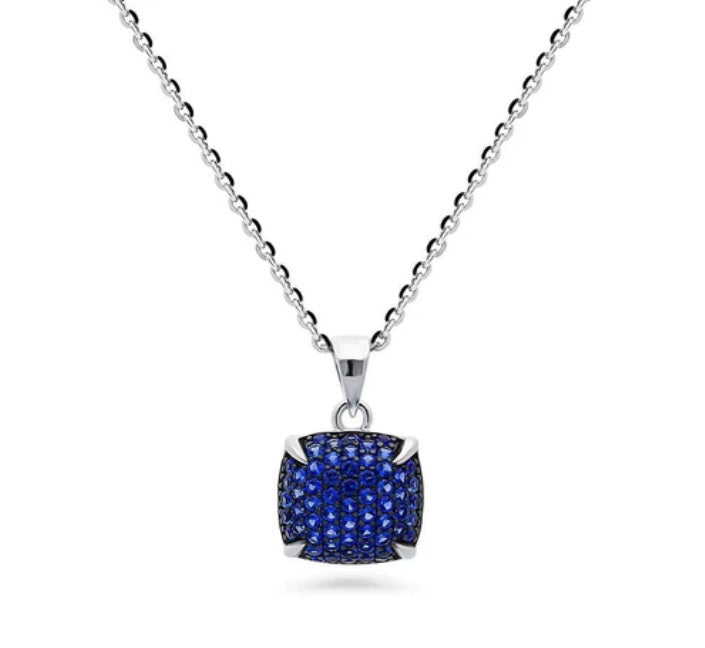 Square CZ Pendant Necklace in Sterling Silver