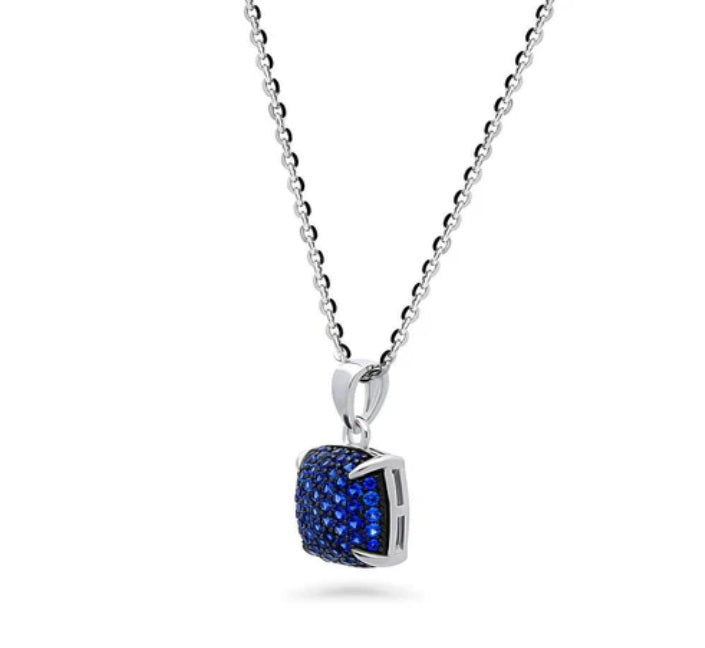 Square CZ Pendant Necklace in Sterling Silver