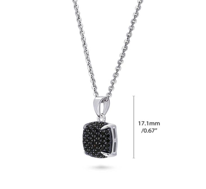 Square CZ Pendant Necklace in Sterling Silver