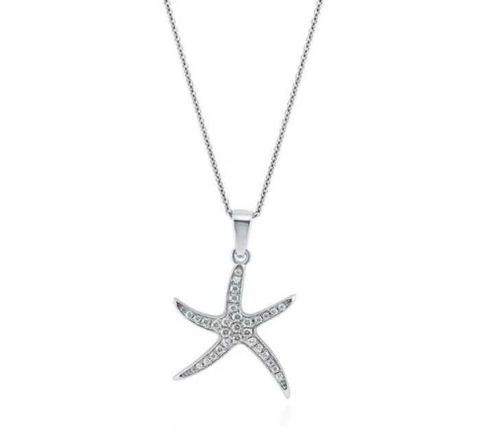 Starfish CZ Pendant Necklace in Sterling Silver