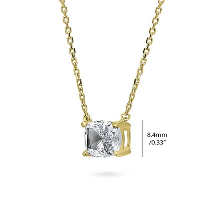 Solitaire East-West 3.5ct Radiant CZ Necklace in Sterling Silver