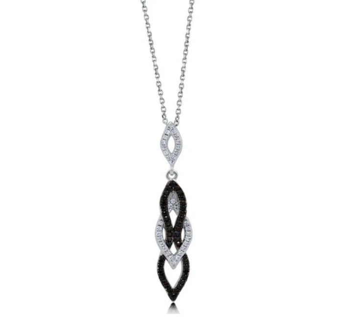 Black and White CZ Pendant Necklace in Sterling Silver