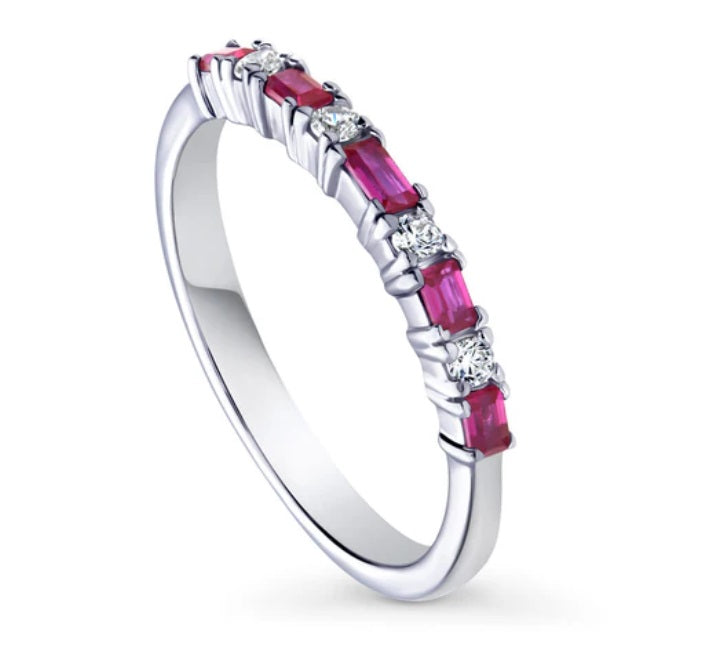 Art Deco CZ Half Eternity Ring in Sterling Silver