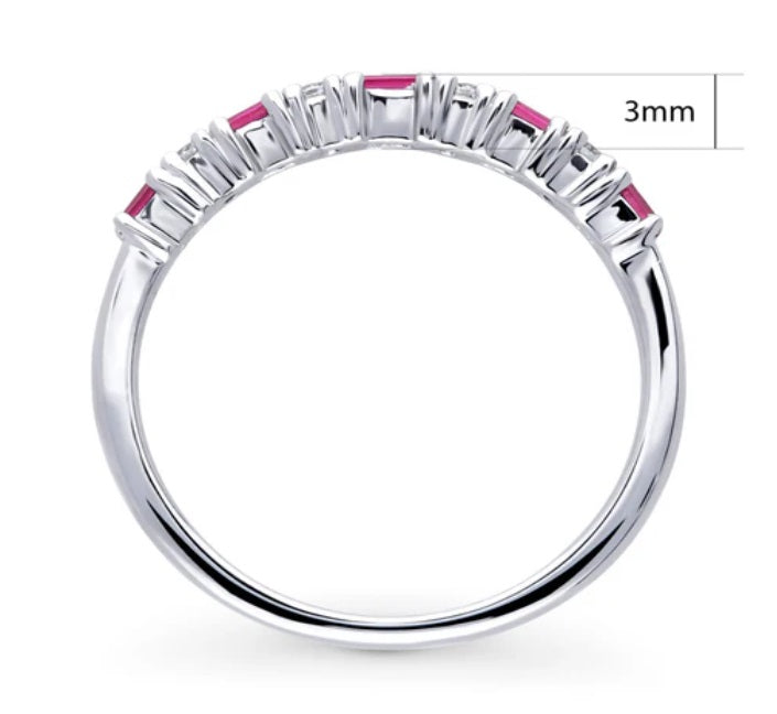 Art Deco CZ Half Eternity Ring in Sterling Silver