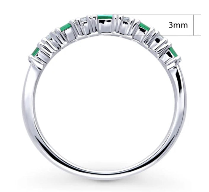 Art Deco CZ Half Eternity Ring in Sterling Silver