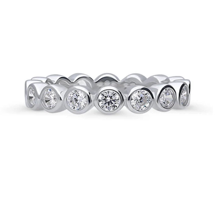 Bubble Bezel Set CZ Eternity Ring in Sterling Silver