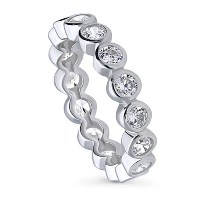 Bubble Bezel Set CZ Eternity Ring in Sterling Silver