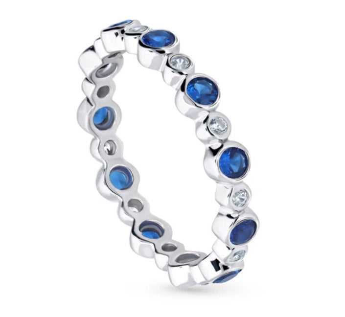 Bubble Bezel Set CZ Eternity Ring in Sterling Silver