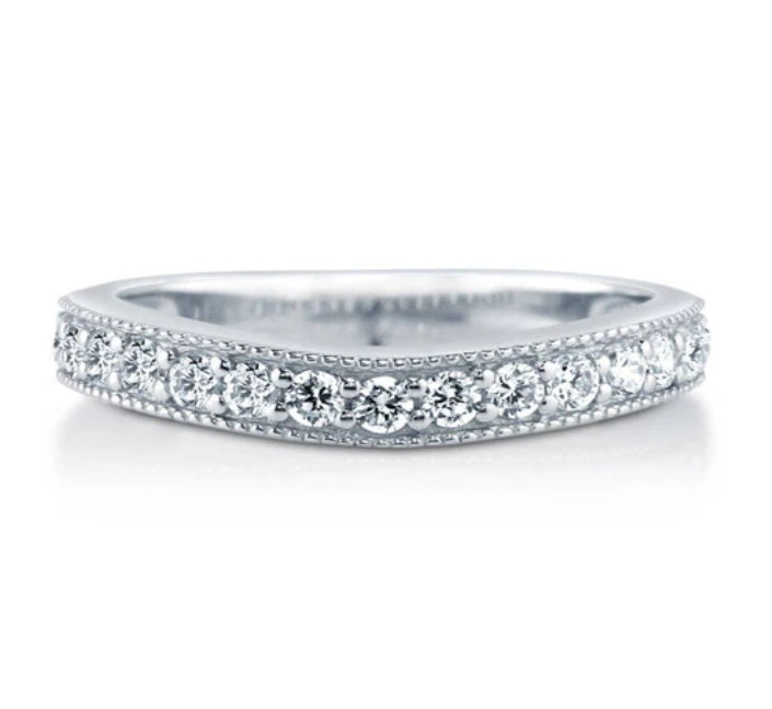 Pave Set CZ Curved Half Eternity Ring in Sterling Silver