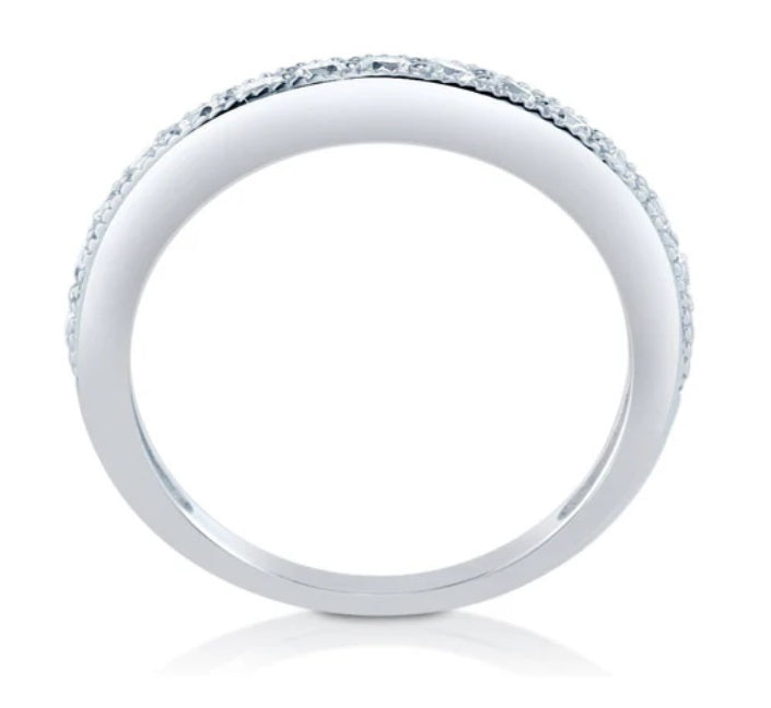 Pave Set CZ Curved Half Eternity Ring in Sterling Silver