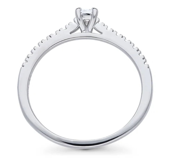 Solitaire 0.3ct Pear CZ Ring in Sterling Silver