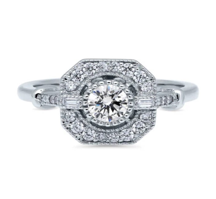Art Deco CZ Ring in Sterling Silver