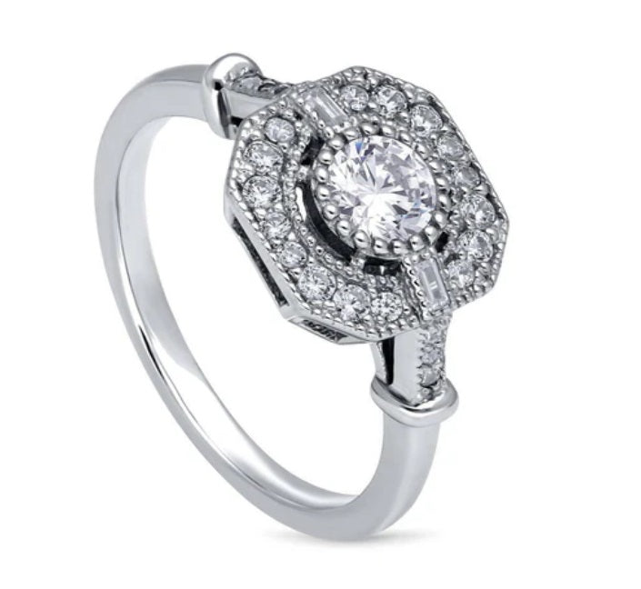 Art Deco CZ Ring in Sterling Silver
