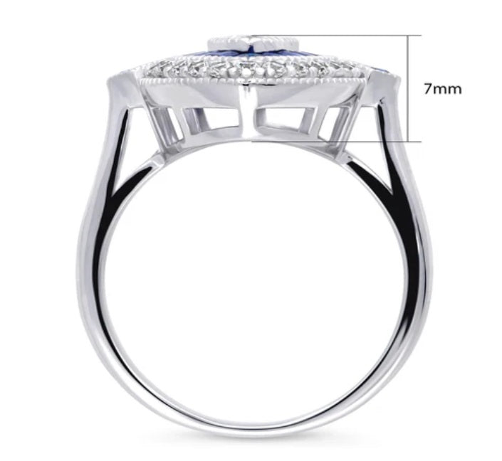 Navette Halo CZ Statement Ring in Sterling Silver