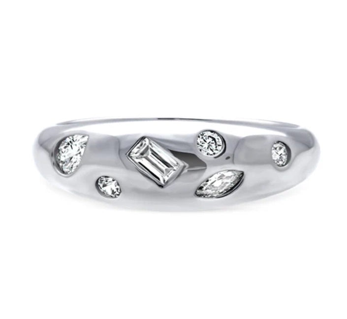 Dome CZ Stackable Band in Sterling Silver