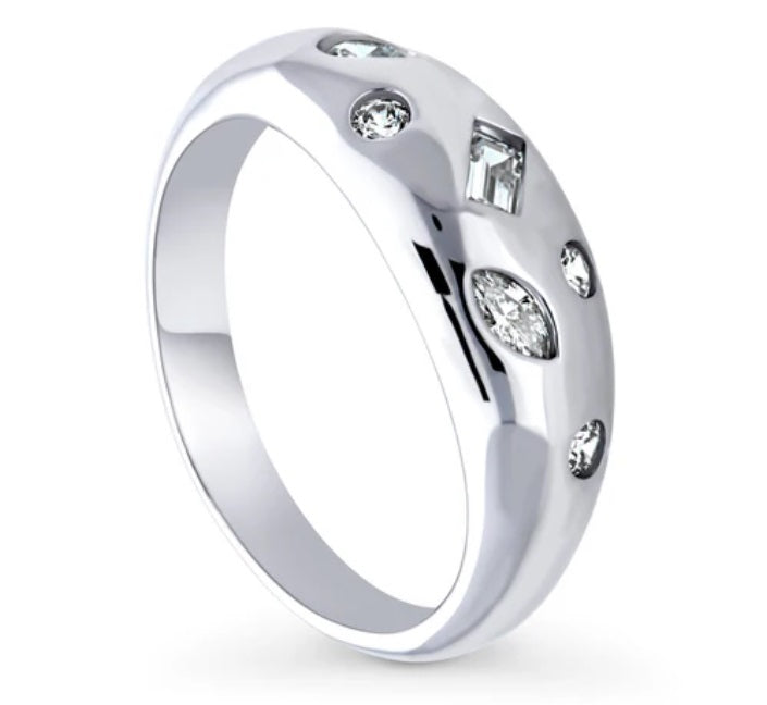 Dome CZ Stackable Band in Sterling Silver