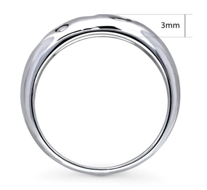 Dome CZ Stackable Band in Sterling Silver