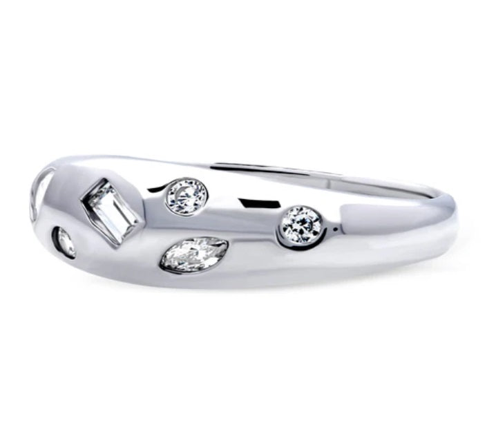 Dome CZ Stackable Band in Sterling Silver