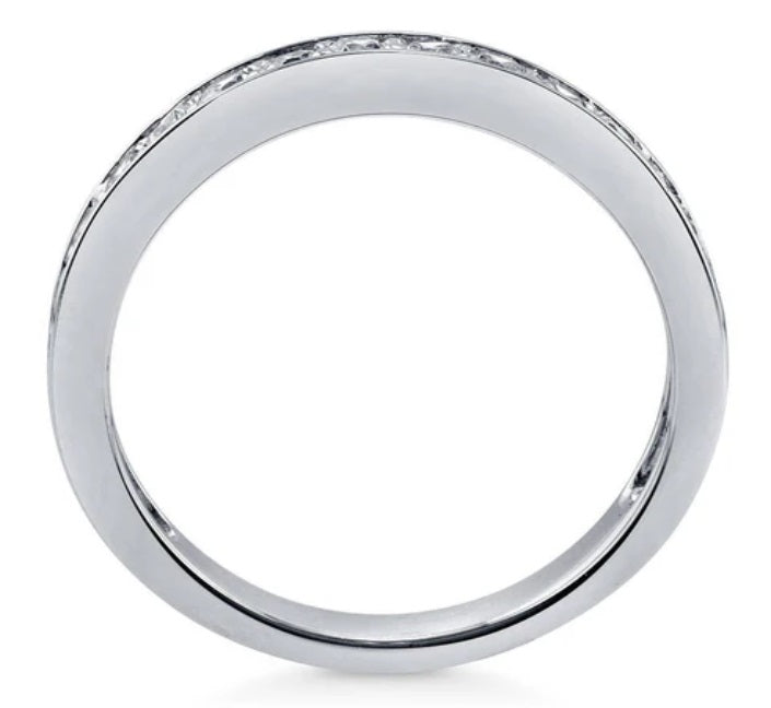 Pave Set CZ Half Eternity Ring in Sterling Silver