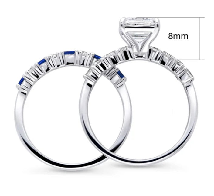 Solitaire Art Deco 2.1ct Emerald Cut CZ Ring Set in Sterling Silver