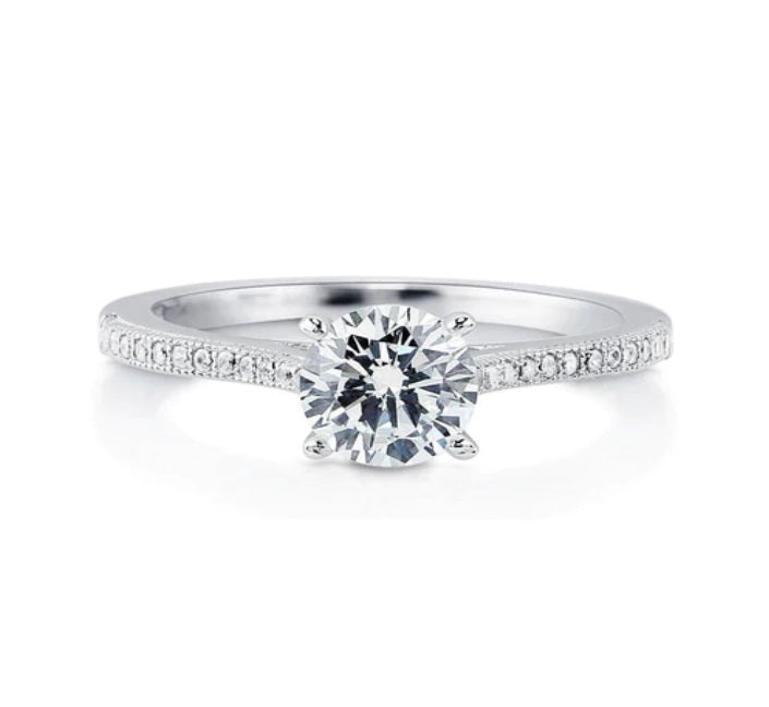 Solitaire 1ct Round CZ Ring in Sterling Silver