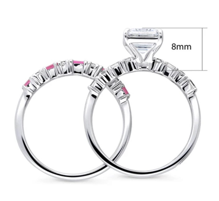 Solitaire Art Deco 2.1ct Emerald Cut CZ Ring Set in Sterling Silver