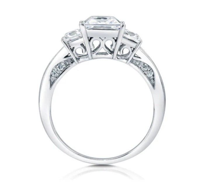 3-Stone Princess CZ Ring in Sterling Silver