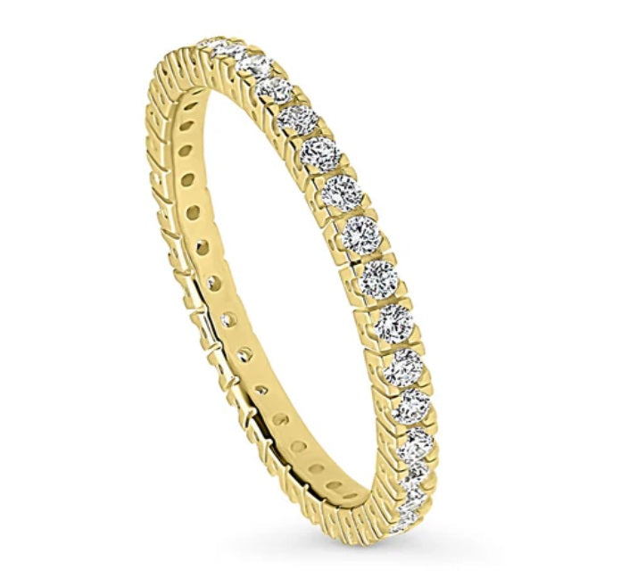 CZ Eternity Ring in Gold Flashed Sterling Silver