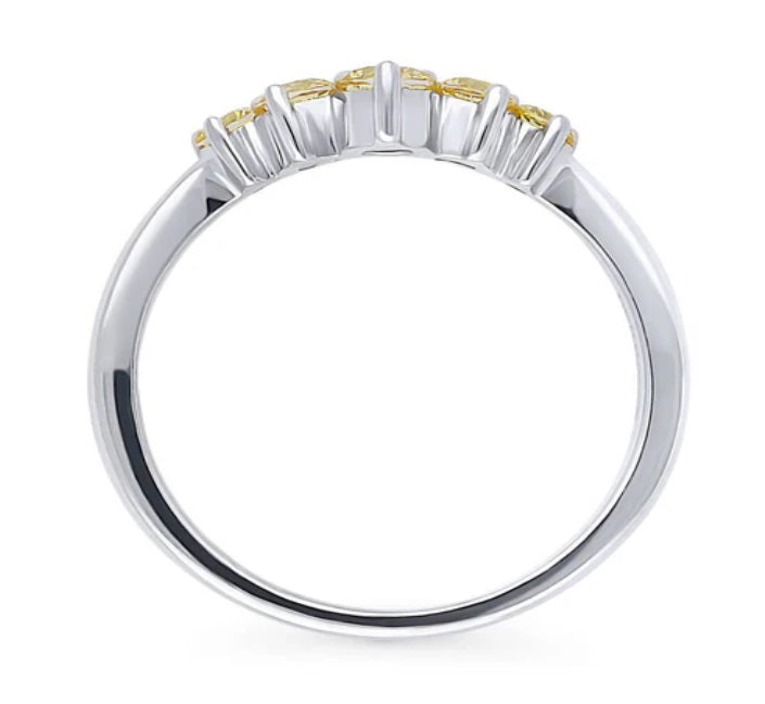 5-Stone Wishbone CZ Stackable Curved Band in Sterling Silver