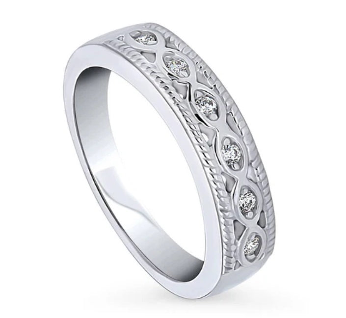 Woven CZ Band in Sterling Silver