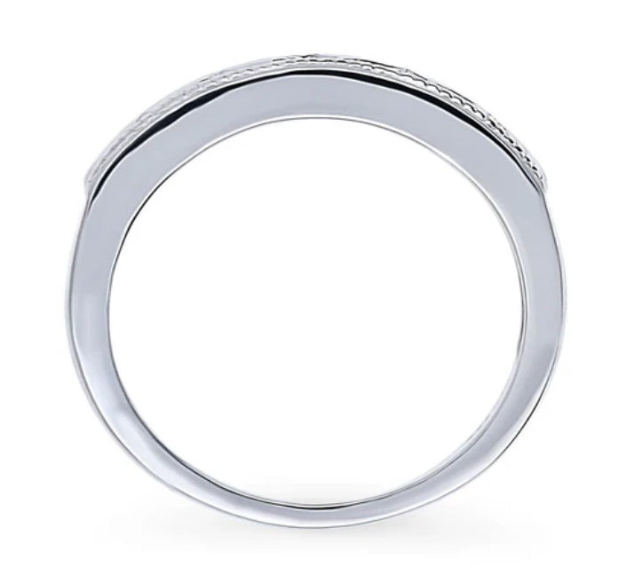 Woven CZ Band in Sterling Silver
