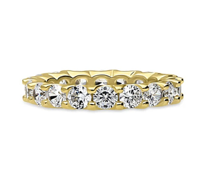 Pave Set CZ Eternity Ring in Gold Flashed Sterling Silver