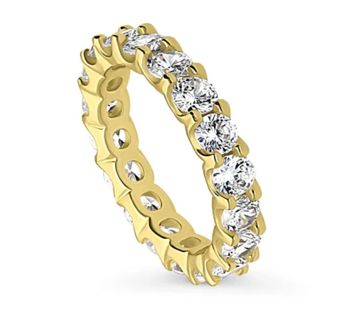 Pave Set CZ Eternity Ring in Gold Flashed Sterling Silver