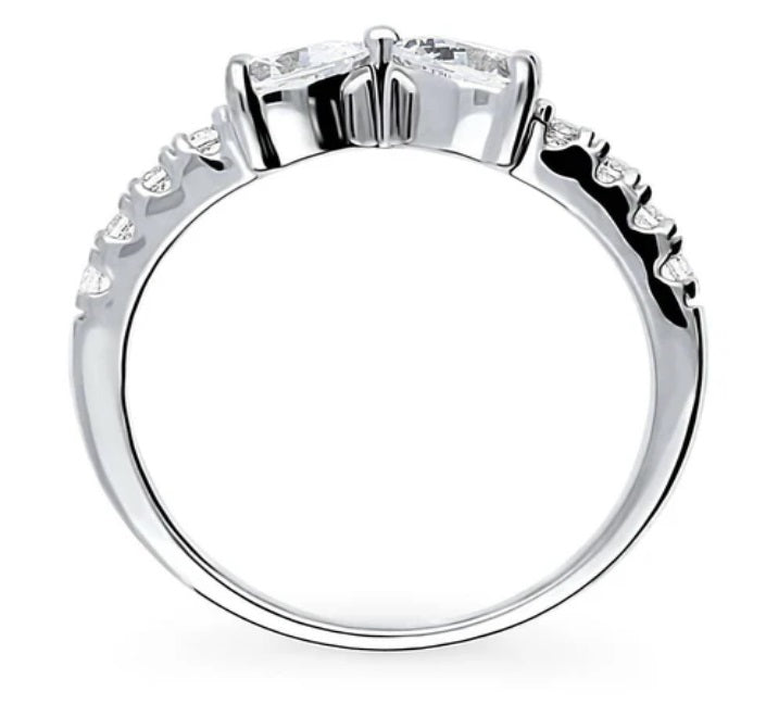Bow Tie Heart CZ Ring in Sterling Silver