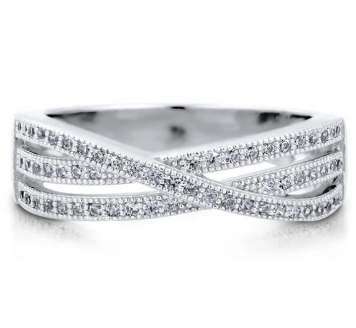 Woven CZ Ring in Sterling Silver