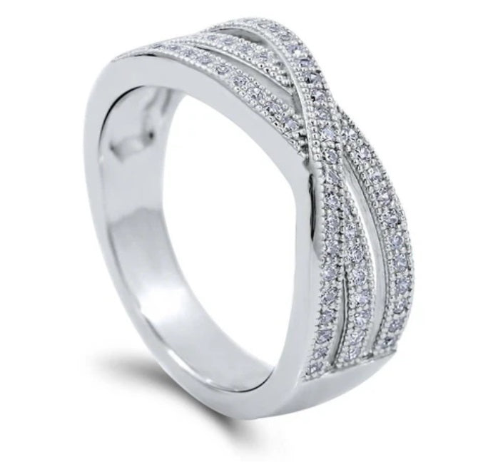 Woven CZ Ring in Sterling Silver