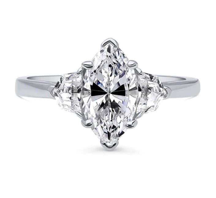 3-Stone Marquise CZ Ring in Sterling Silver