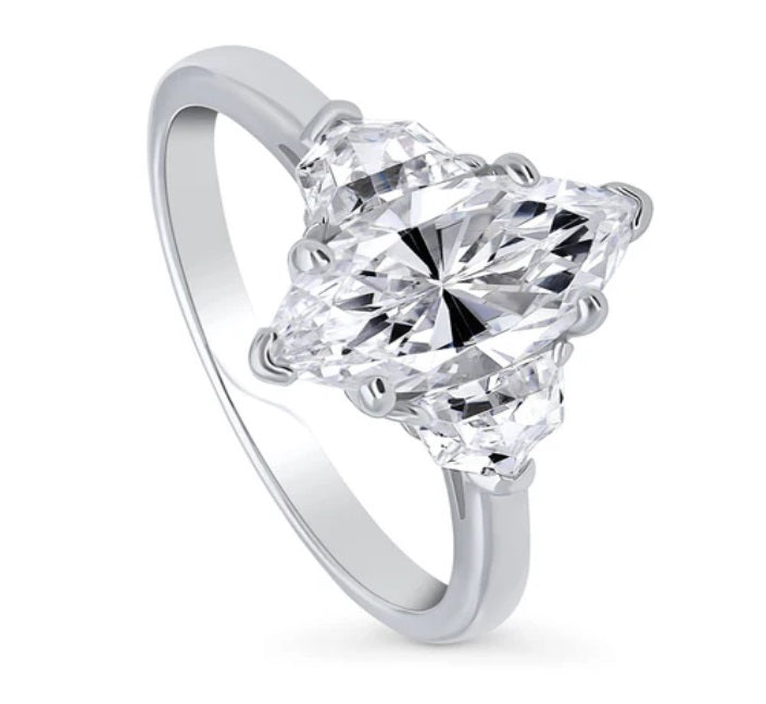 3-Stone Marquise CZ Ring in Sterling Silver