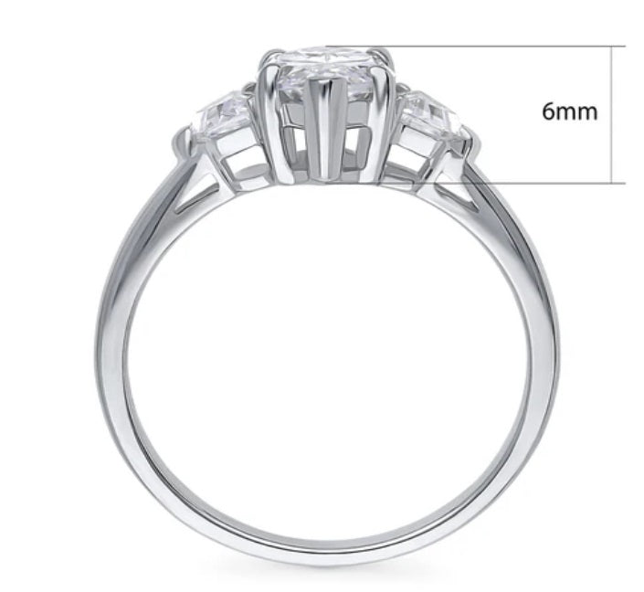 3-Stone Marquise CZ Ring in Sterling Silver