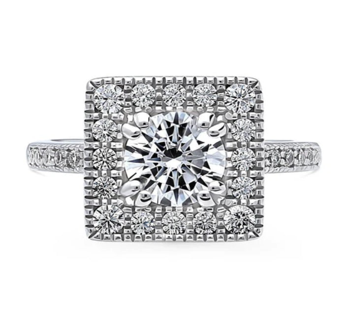 Halo Round CZ Ring in Sterling Silver