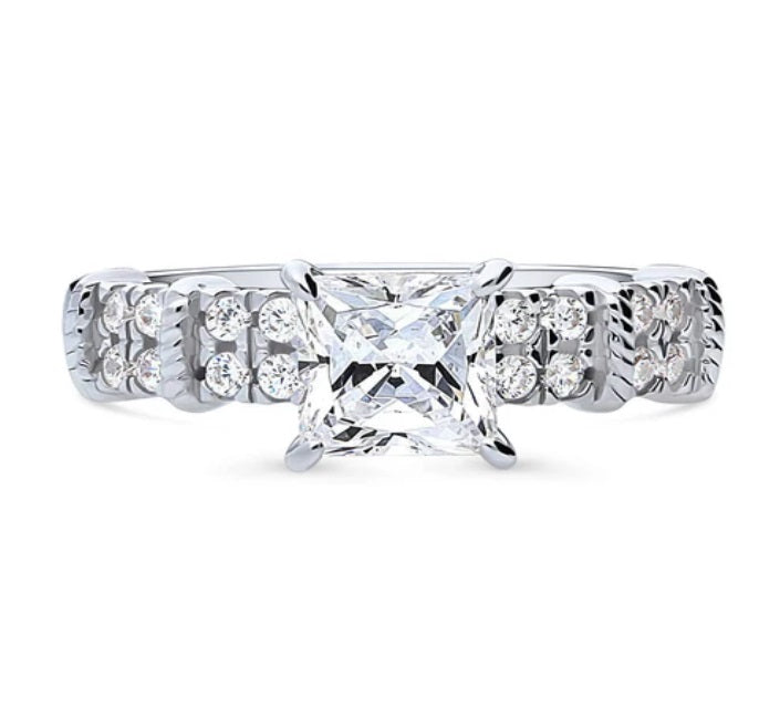 Solitaire 1.2ct Princess CZ Ring in Sterling Silver