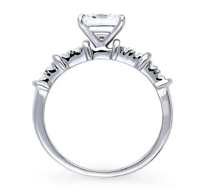 Solitaire 1.2ct Princess CZ Ring in Sterling Silver