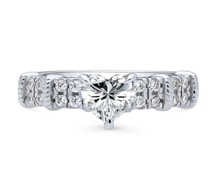 Solitaire Heart 0.7ct CZ Ring in Sterling Silver